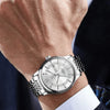 Montre quartz homme Fontainebleau argentée détail cadran