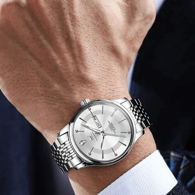 Montre quartz homme Fontainebleau argentée détail cadran