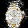 Montre quartz homme Fontainebleau argentée dorée portée au poignet