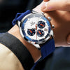 Montre sport homme Marseille bleue portée au poignet