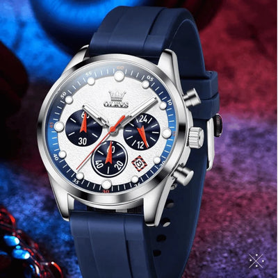 Montre sport homme Marseille bleue vue trois quarts