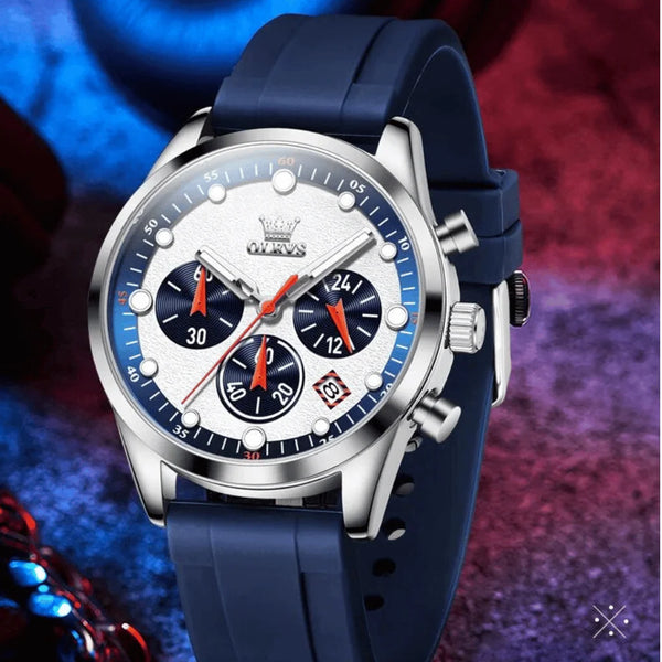 Montre sport homme Marseille bleue vue trois quarts