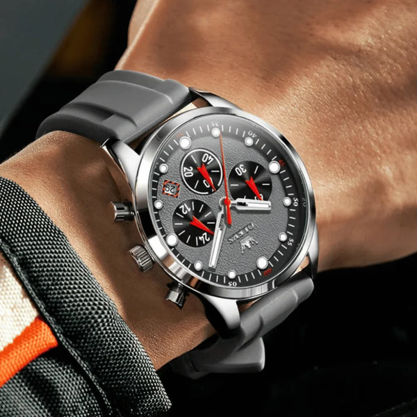 Montre sport homme Marseille grise en tenue sportive