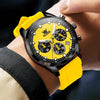 Montre sport homme Marseille jaune portée au poignet