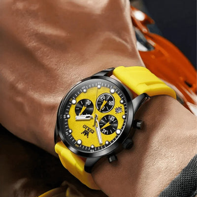 Montre sport homme Marseille jaune tenue sportive