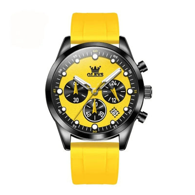 Montre sport homme Marseille jaune vue de face OLEVS