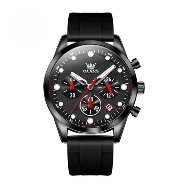 Montre sport homme Marseille noire vue de face OLEVS