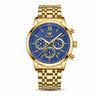 Montre homme Olevs Brest dorée cadran bleu bracelet acier