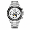 Montre chronographe homme OLEVS Cannes blanche et argentée vue de face