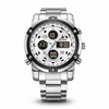 Montre homme Olevs Toulon argentée analogique et numérique avec bracelet acier, vue de face